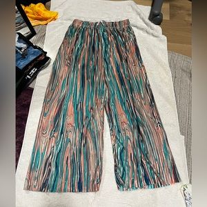 Super lightweight satin blue and pink flare pants